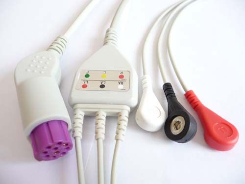 Artema one piece 3 leads ECG Cable, Round 10pin, AHA Snap
